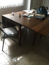 Antique walnut table with fold down leaves