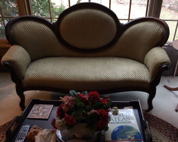 Victorian Loveseat and Butler's Tray Table