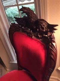 Eagle Back Side Chair with Red Upholstery