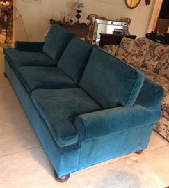 Fantastic Newly Upholstered Blue Velvet Sofa
