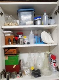 chemical bottles, lab supplies