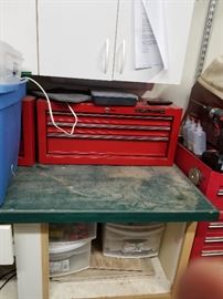 work bench with electrical hook ups