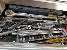 wrenches, ratchet sets, screw drivers