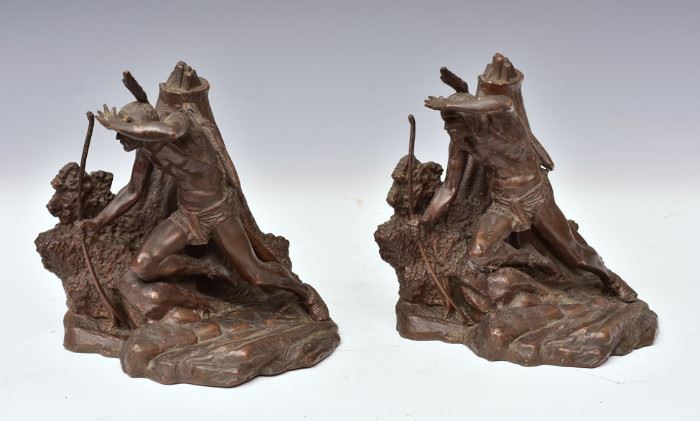 Pair Indian Scout Bookends             Bid on-line today through March 21st at www.fairfieldauction.com