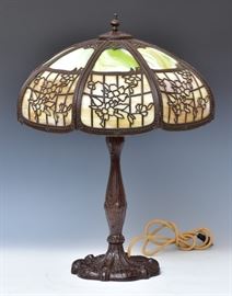 Stained Glass Overlay Parlor Lamp             Bid on-line today through March 21st at www.fairfieldauction.com