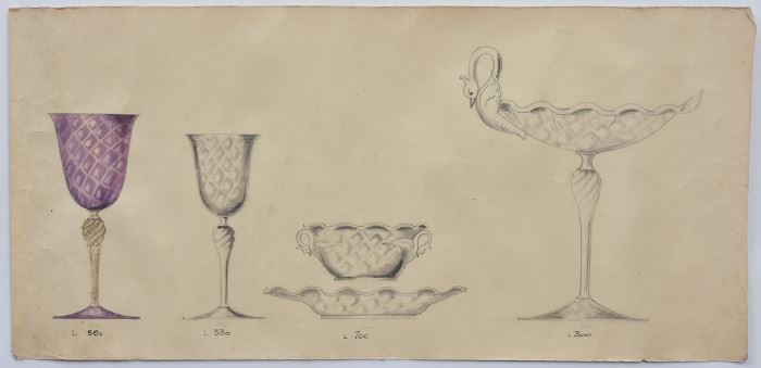 Venetian Glass Salviati Service/Drawing             Bid on-line today through March 21st at www.fairfieldauction.com