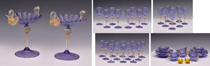 Venetian Glass Salviati Service/Drawing             Bid on-line today through March 21st at www.fairfieldauction.com