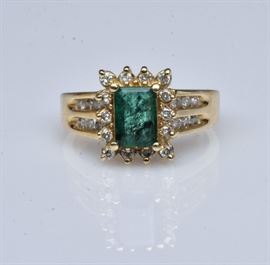 14k Gold Emerald and Diamond Ring             Bid on-line today through March 21st at www.fairfieldauction.com