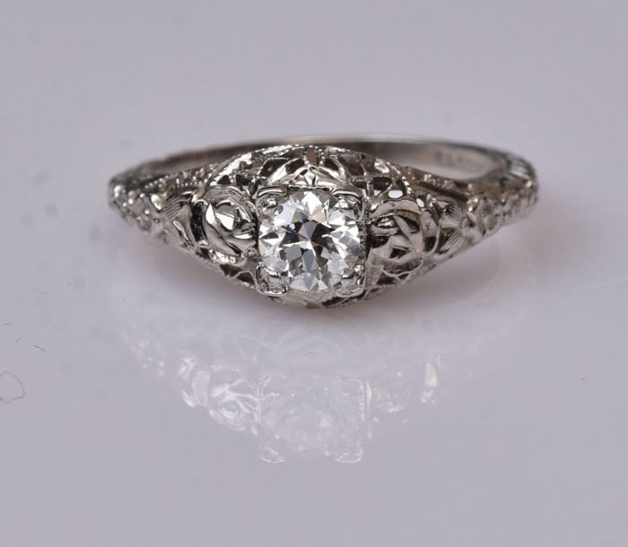 18k Gold Diamond Solitaire Ring             Bid on-line today through March 21st at www.fairfieldauction.com