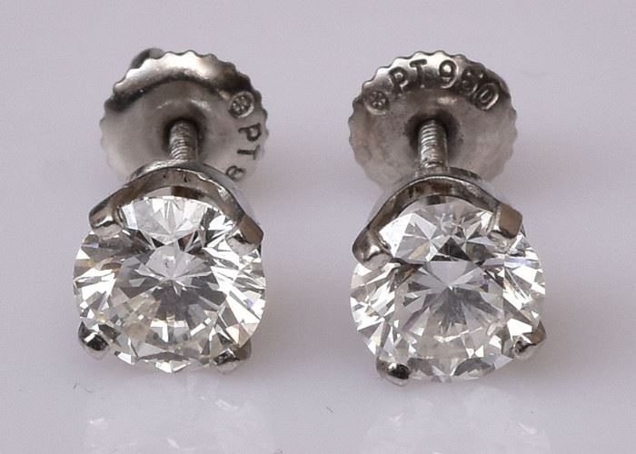 Platinum Diamond Stud Earrings             Bid on-line today through March 21st at www.fairfieldauction.com