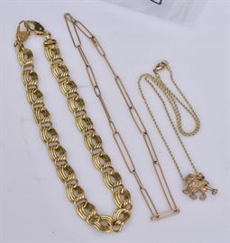 Three 14k Gold Necklaces             Bid on-line today through March 21st at www.fairfieldauction.com