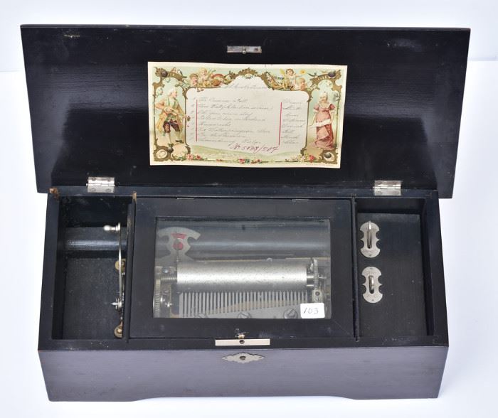 Victorian Cylinder Roll Music Box             Bid on-line today through March 21st at www.fairfieldauction.com