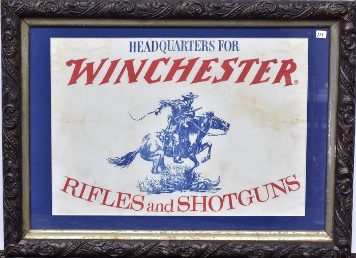 Framed Winchester Advertising Silk             Bid on-line today through March 21st at www.fairfieldauction.com