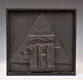Louise Nevelson Sculpture  for The American Book Award , 1980 
to Madeleine L'Engle
from an edition of 94
15 1/4" x 15 3/4" painted wood relief             Bid on-line today through March 21st at www.fairfieldauction.com