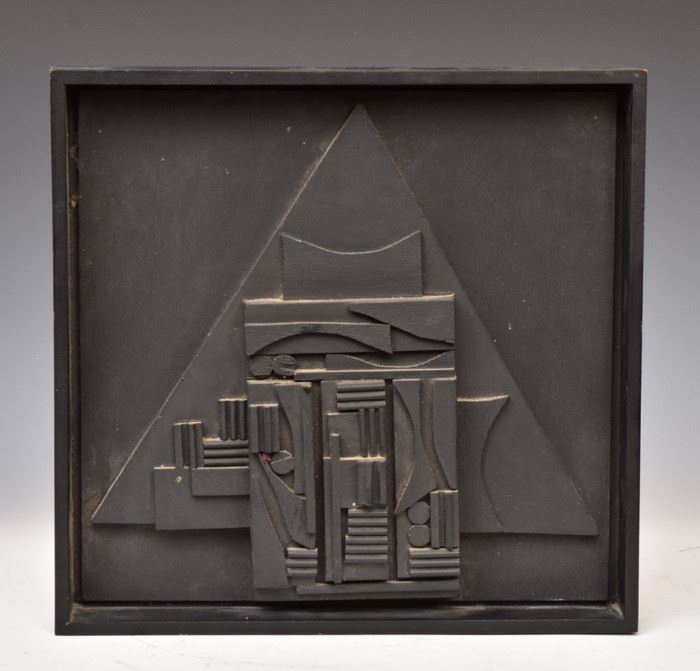 Louise Nevelson Sculpture  for The American Book Award , 1980 
to Madeleine L'Engle
from an edition of 94
15 1/4" x 15 3/4" painted wood relief             Bid on-line today through March 21st at www.fairfieldauction.com