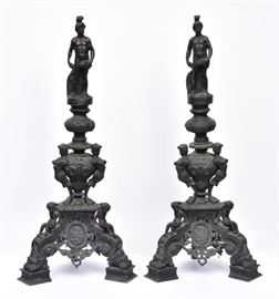 Monumental Pair of Bronze Andirons             Bid on-line today through March 21st at www.fairfieldauction.com