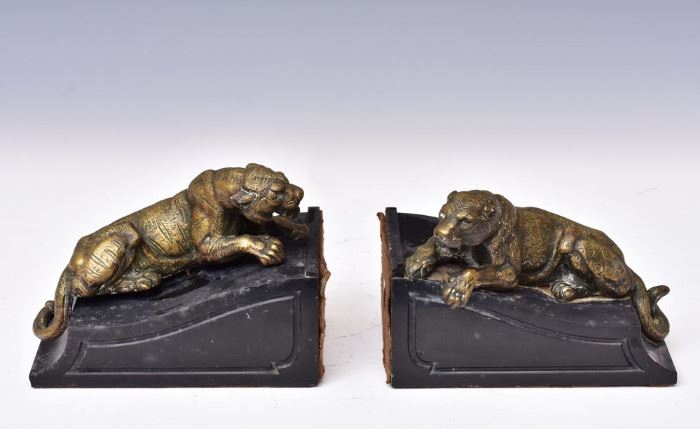 Pair French Bronze and Marble Bookends             Bid on-line today through March 21st at www.fairfieldauction.com