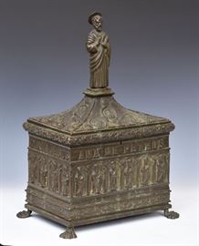 Large Gothic Revival Bronze Valuables Box             Bid on-line today through March 21st at www.fairfieldauction.com