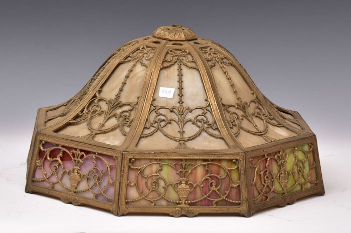 Stained Glass Overlay Lamp Shade             Bid on-line today through March 21st at www.fairfieldauction.com