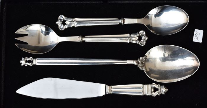 Four Danish Sterling Silver Serving Pieces             Bid on-line today through March 21st at www.fairfieldauction.com