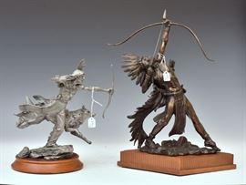 Two Western Sculptures The Hunter
12" tall 11" wide
Jim Ponter
Anniversary Issue of The Western
Heritage Museum
from an edition of 4500
Star Shooter
17" tall 12 1/2" wide
Lincoln Fox
1988 The Franklin Mint             Bid on-line today through March 21st at www.fairfieldauction.com