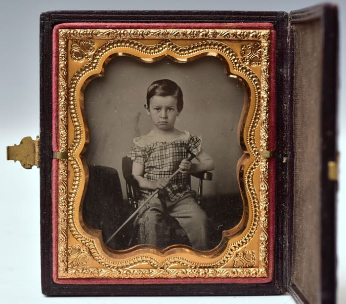 Group of Cased Images  including double portrait of a seated young
boy daguerrotype and 12 other daguerrotypes 
and ambrotypes             Bid on-line today through March 21st at www.fairfieldauction.com