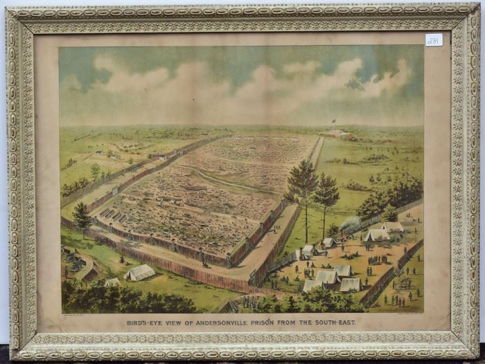 Bird's-Eye View of Andersonville Prison  Sparks From The Camp Fire
14" x 19" (image) lithograph
published by Keystone Publishing
Co., Philadelphia 1890             Bid on-line today through March 21st at www.fairfieldauction.com