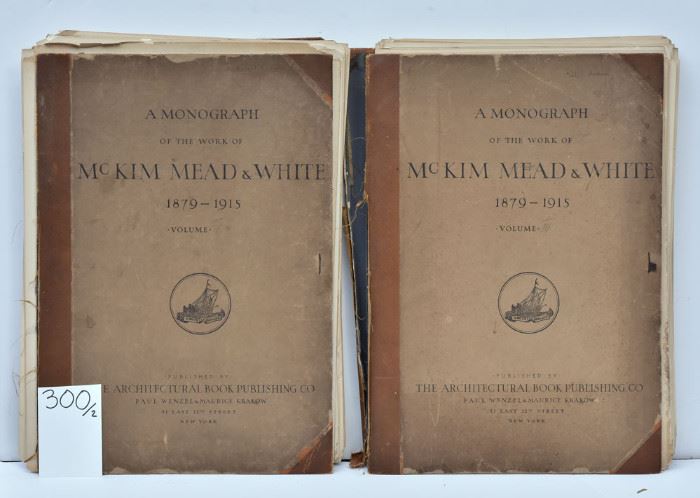 McKim Mead & White Two Volume Set  A Monograph of the Work of  McKim, Mead
& White, 1879-1915 Vol. III and IV
published by The Architectural Book
Publishing Co, NY             Bid on-line today through March 21st at www.fairfieldauction.com