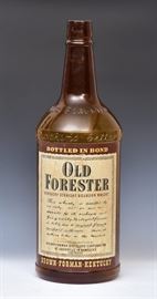 Old Forester Glass Whiskey Display Bottle             Bid on-line today through March 21st at www.fairfieldauction.com