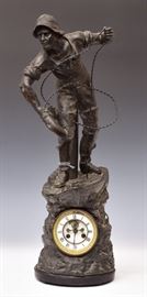 French Figural Fisherman Clock             Bid on-line today through March 21st at www.fairfieldauction.com