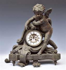 French Figural Mantel Clock             Bid on-line today through March 21st at www.fairfieldauction.com