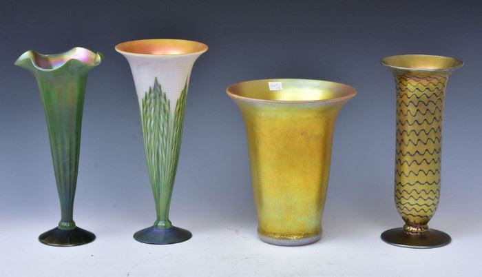 Four Lundberg Studios Art Glass Vases             Bid on-line today through March 21st at www.fairfieldauction.com