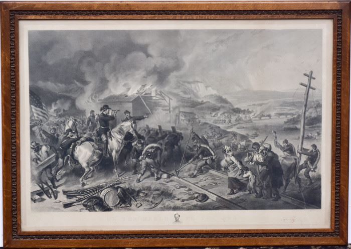 Civil War Steel Engraving  On The March To The Sea
25" x 40 1/4" image
published by L. Stebbins, Hartford CT             Bid on-line today through March 21st at www.fairfieldauction.com