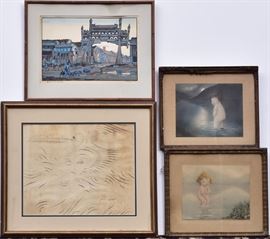  Cyrus Leroy Baldridge
woodblock print, pair of Grace Drayton
prints and a calligraphy drawing of a 
swan dated 1859, the largest 13" x 16" sight             Bid on-line today through March 21st at www.fairfieldauction.com