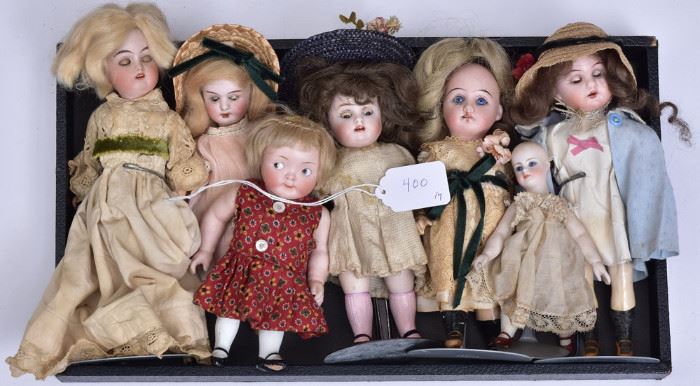 Group of Seven German Bisque Dolls             Bid on-line today through March 21st at www.fairfieldauction.com