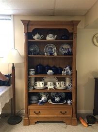 Large Display Shelving/Bookcase, Flow Blue Dishes & More