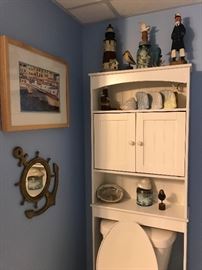 Over the Toiler Shelving, Brass Anchor Mirror Anri Style Figures & More