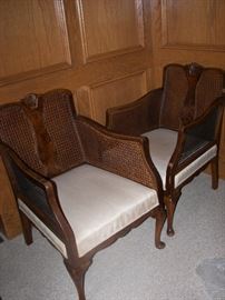 pair of cane backed chairs