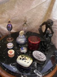 box collection including collectable Staffordshire trinket boxes