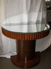 unique half round mirror topped table