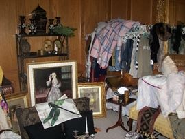 designer clothing, leather and fur coats, designer shoes and hand bags.