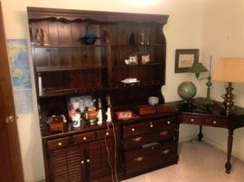 Solid wood cabinets and corner desk