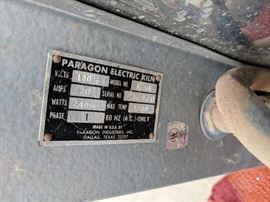 This is a Paragon A55B Ceramic Kiln.  It is a 240V and is about 20" tall and comes with a stand.