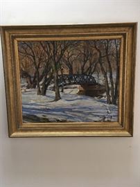 Unsigned Painting of “The Bridge in Loring Park”