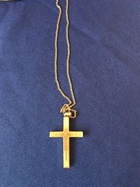 14k gold cross and 14k gold chain 18 1/2 long