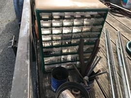 Parts bins with plastic drawers