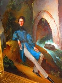 Portrait of French Philosopher Louis Claude De Saint Martin, 19th C. French, oil on canvas in gilded frame, 34x40