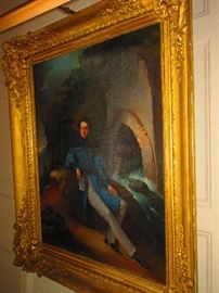 Portrait of French Philosopher Louis Claude De Saint Martin, 19th C. French,oil on canvas in gilded frame, 34x40