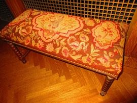 Antique Needlepoint Bench
