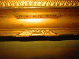 Attributed to the school of Cornelius van Poelenburgh (1594-1667) Netherlands, 'Soldato All 'Interno Di Una Grotta'  oil on canvas in gilded frame, 28x25